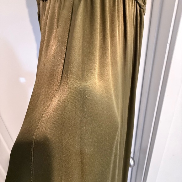 Anthropologie Wide Leg Smocked Top Jumpsuit, Olive Green, Sz MED - Picture 8 of 9